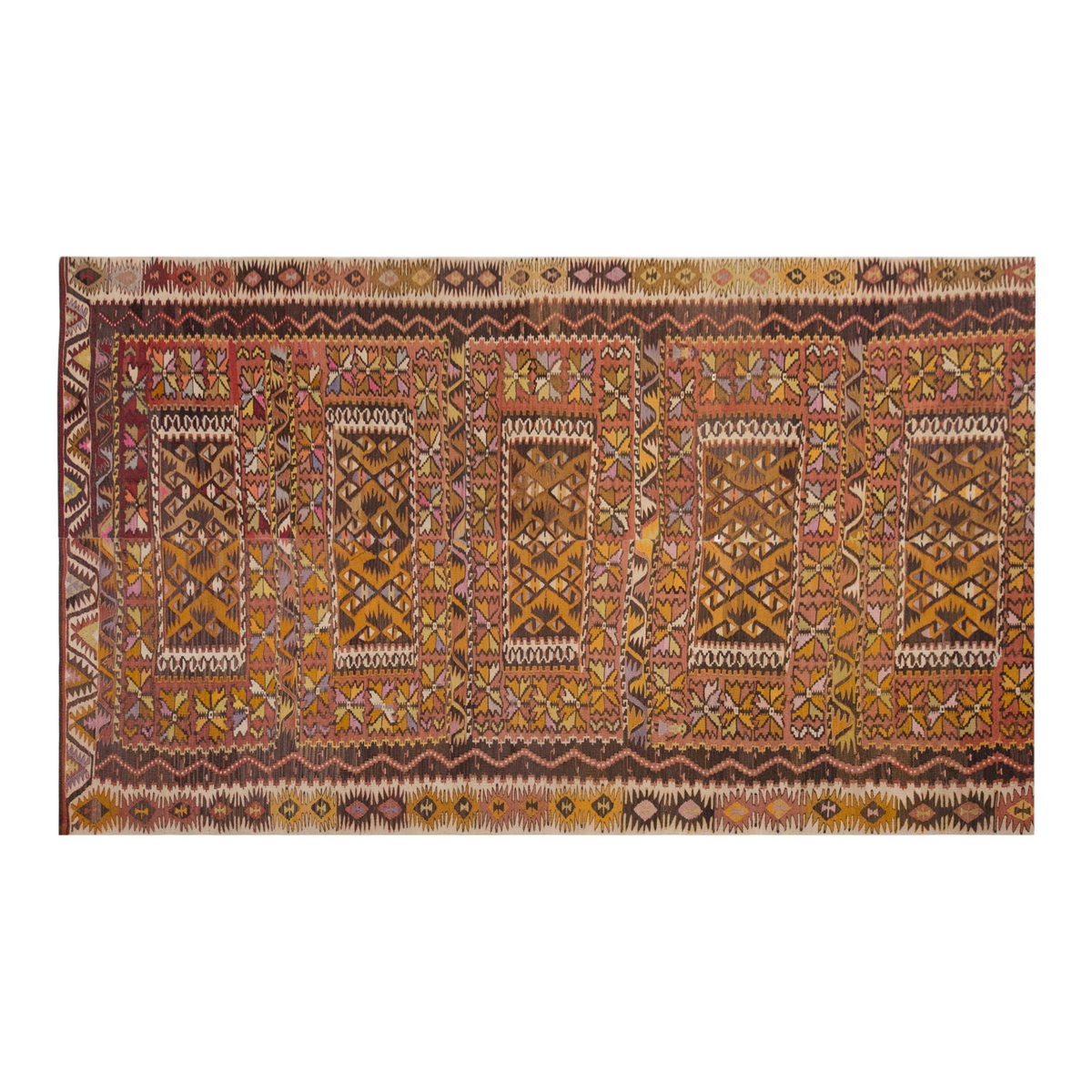 Vintage Large Kayseri-Sarız Kilim, 187 x 391 cm / 6.2 x 13 ft Kilim
