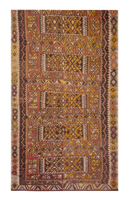 Vintage Large Kayseri-Sarız Kilim, 187 x 391 cm / 6.2 x 13 ft Kilim