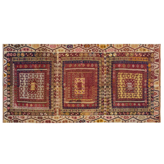 Vintage Large Kayseri Sarız Kilim, 199 x 406 cm / 6.6 x 13.4 ft Kilim