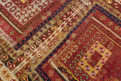 Vintage Large Kayseri Sarız Kilim, 199 x 406 cm / 6.6 x 13.4 ft Kilim