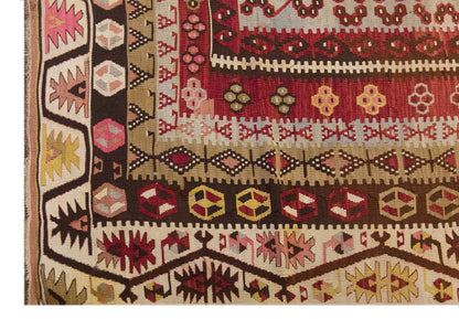 Vintage Large Kayseri Sarız Kilim, 199 x 406 cm / 6.6 x 13.4 ft Kilim