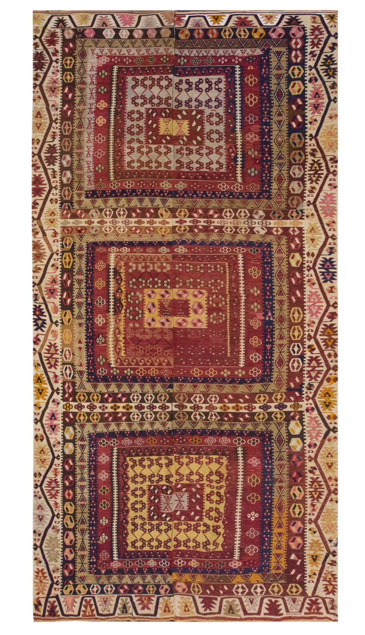 Vintage Large Kayseri Sarız Kilim, 199 x 406 cm / 6.6 x 13.4 ft Kilim