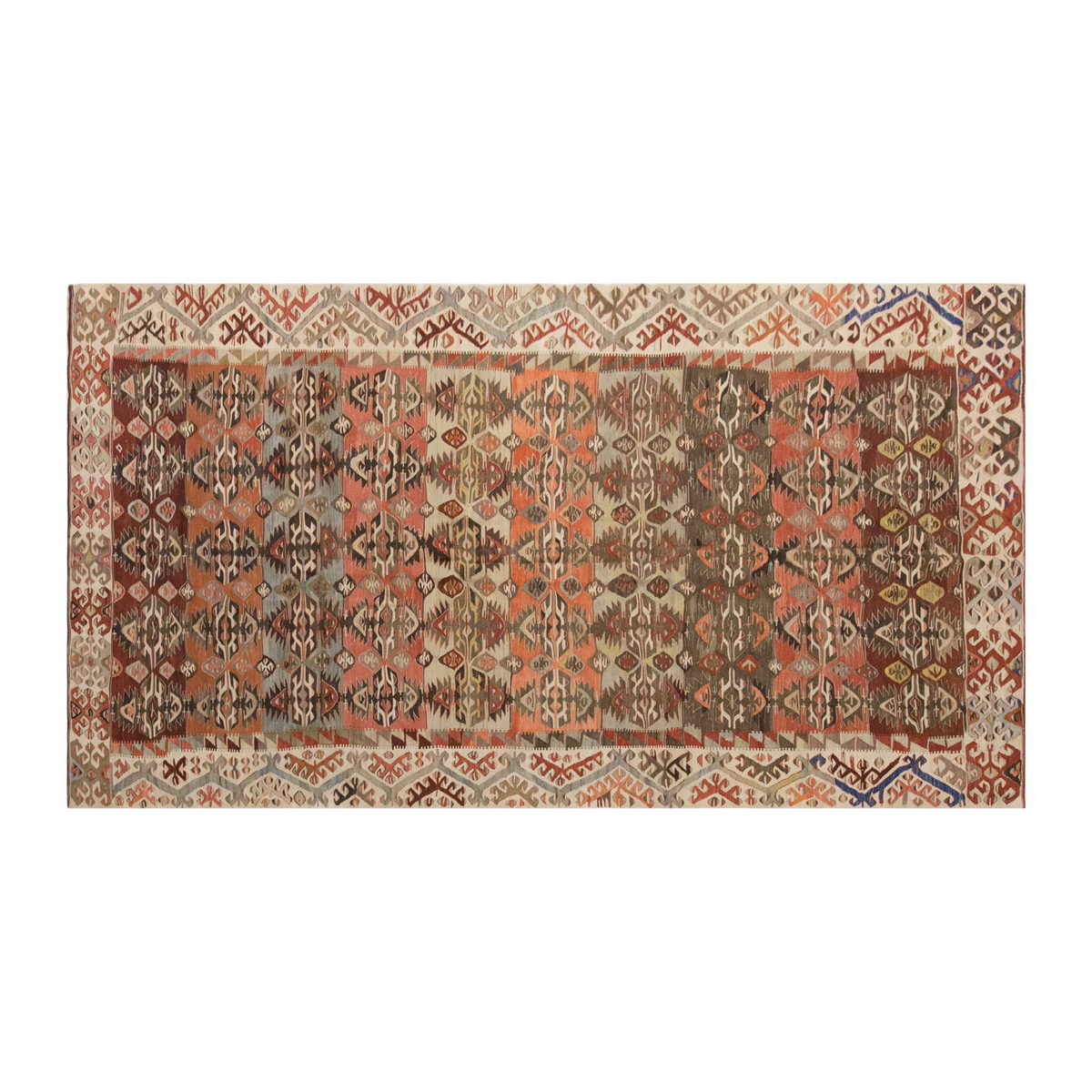 Vintage Large Konya Alibeyhöyük Kilim, 162 x 358 cm / 5.4 x 11.9 ft Kilim