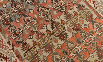 Vintage Large Konya Alibeyhöyük Kilim, 162 x 358 cm / 5.4 x 11.9 ft Kilim
