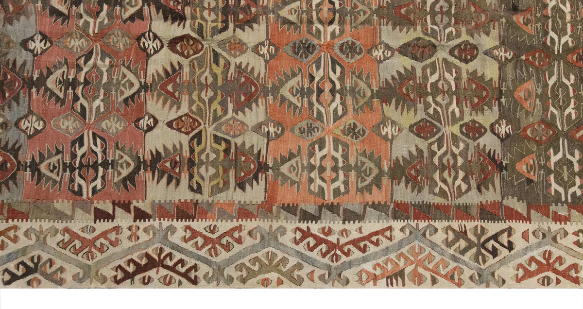 Vintage Large Konya Alibeyhöyük Kilim, 162 x 358 cm / 5.4 x 11.9 ft Kilim
