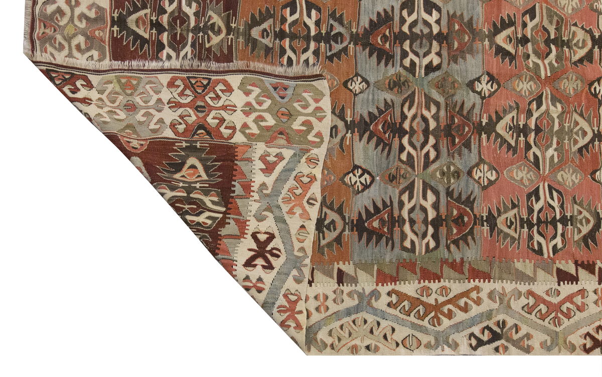 Vintage Large Konya Alibeyhöyük Kilim, 162 x 358 cm / 5.4 x 11.9 ft Kilim
