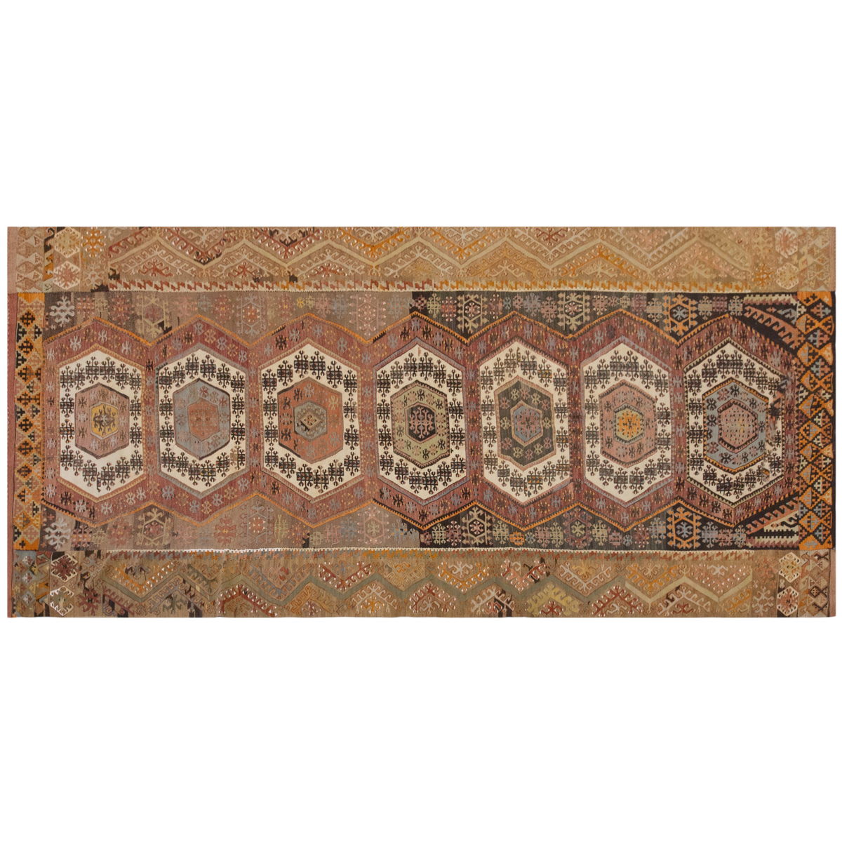 Vintage Large Konya Hotamış Kilim, 187 x 394 cm / 6.2 x 13 ft Kilim
