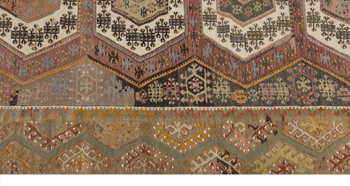 Vintage Large Konya Hotamış Kilim, 187 x 394 cm / 6.2 x 13 ft Kilim