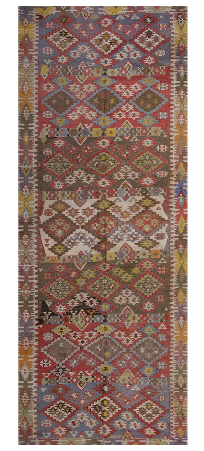 Vintage Large Konya Kilim, 140 x 376 cm / 4.7 x 12.4 ft Kilim