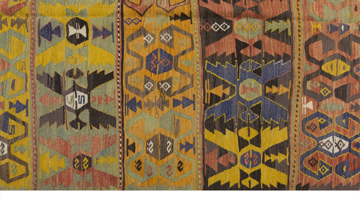 Vintage Large Konya Kilim, 150 x 372 cm / 5 x 12.2 ft Kilim