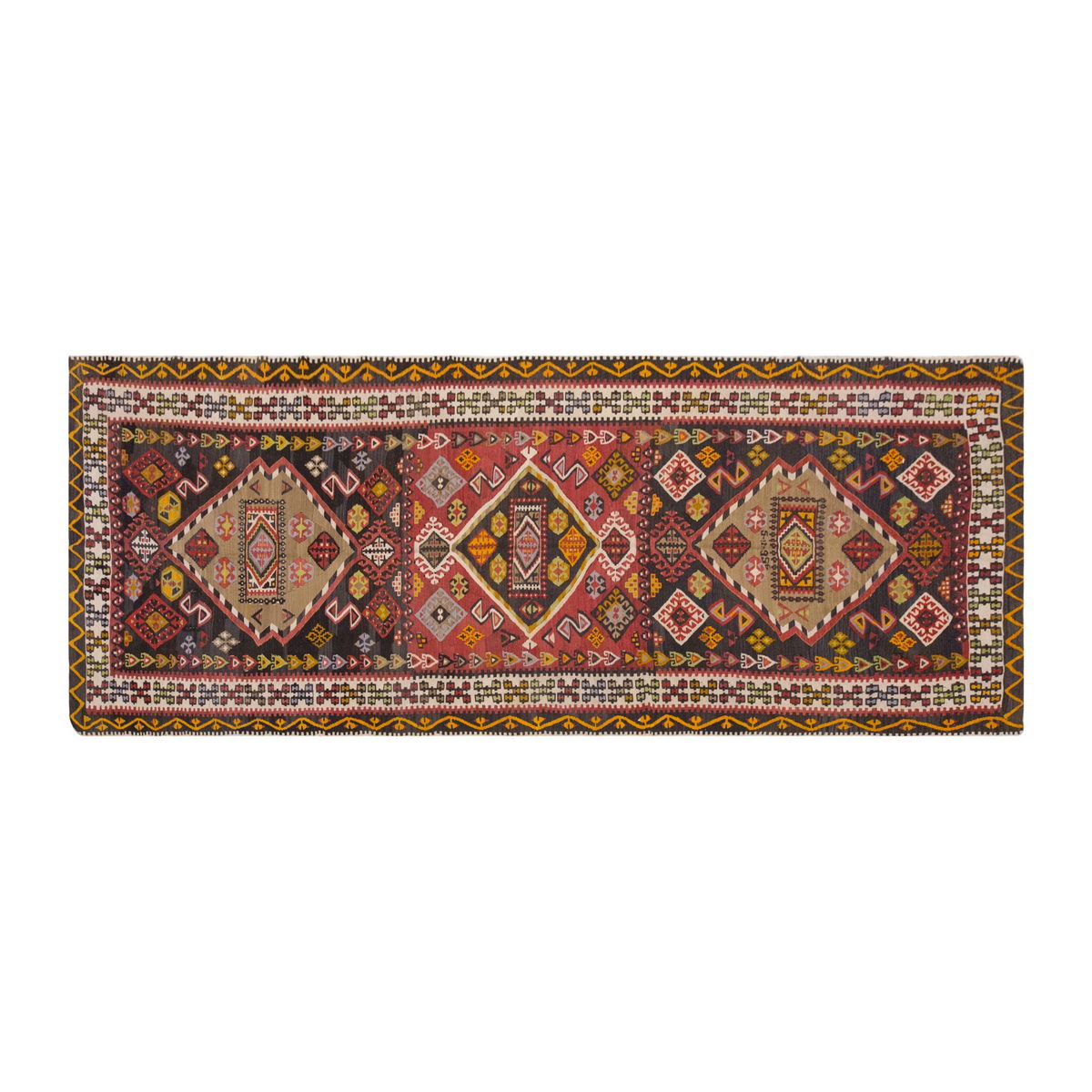 Vintage Large Malatya-Akçadağ Kilim, 140 x 430 cm / 4.7 x 14.1 ft Kilim