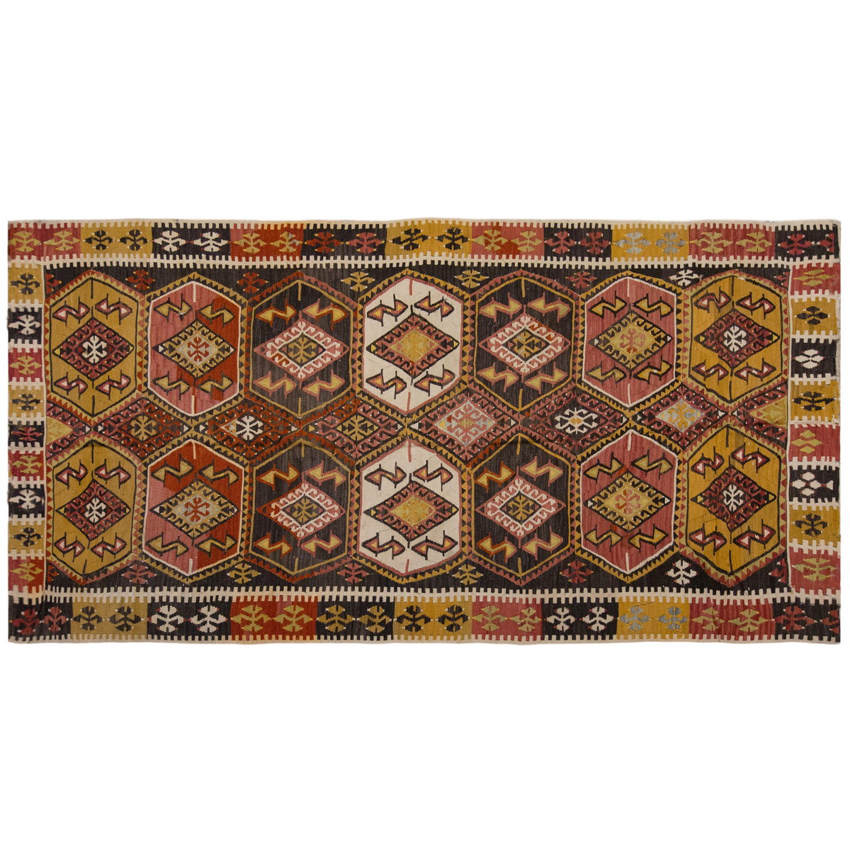 Vintage Large Malatya-Akçadağ Kilim, 173 x 348 cm / 5.8 x 11.5 ft Kilim