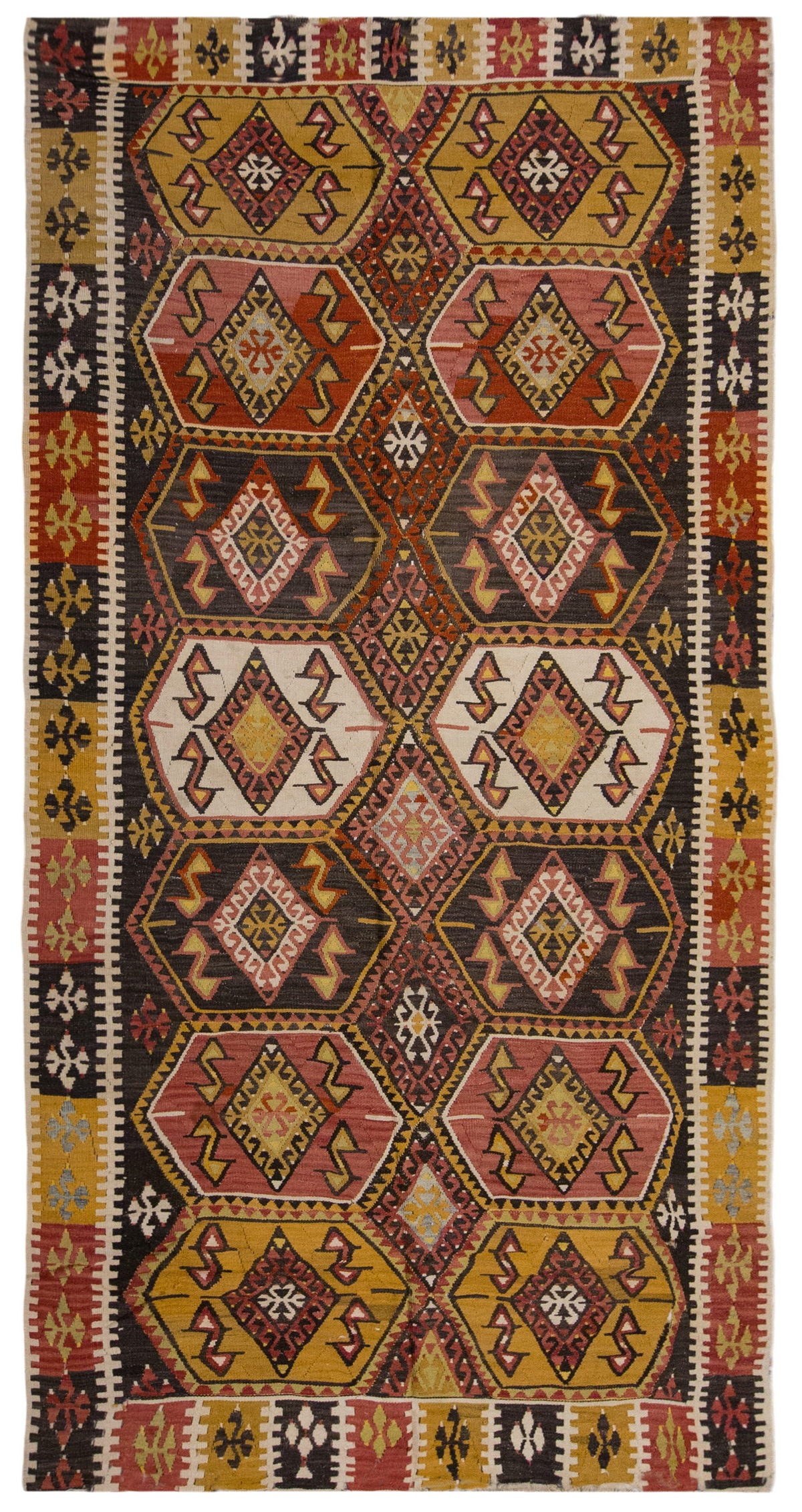 Vintage Large Malatya-Akçadağ Kilim, 173 x 348 cm / 5.8 x 11.5 ft Kilim
