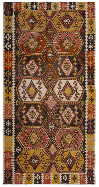 Vintage Large Malatya-Akçadağ Kilim, 173 x 348 cm / 5.8 x 11.5 ft Kilim