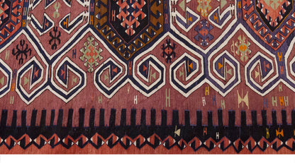 Vintage Large Saçıkara Tribe Kilim, 237 x 311 cm / 7.9 x 10.2 ft Kilim