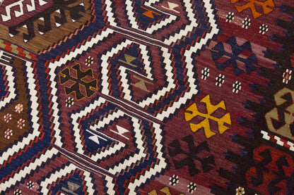 Vintage Large Saçıkara Tribe Kilim, 244 x 390 cm / 8 x 13 ft Kilim