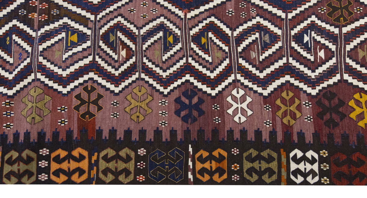 Vintage Large Saçıkara Tribe Kilim, 244 x 390 cm / 8 x 13 ft Kilim