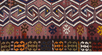 Vintage Large Saçıkara Tribe Kilim, 244 x 390 cm / 8 x 13 ft Kilim