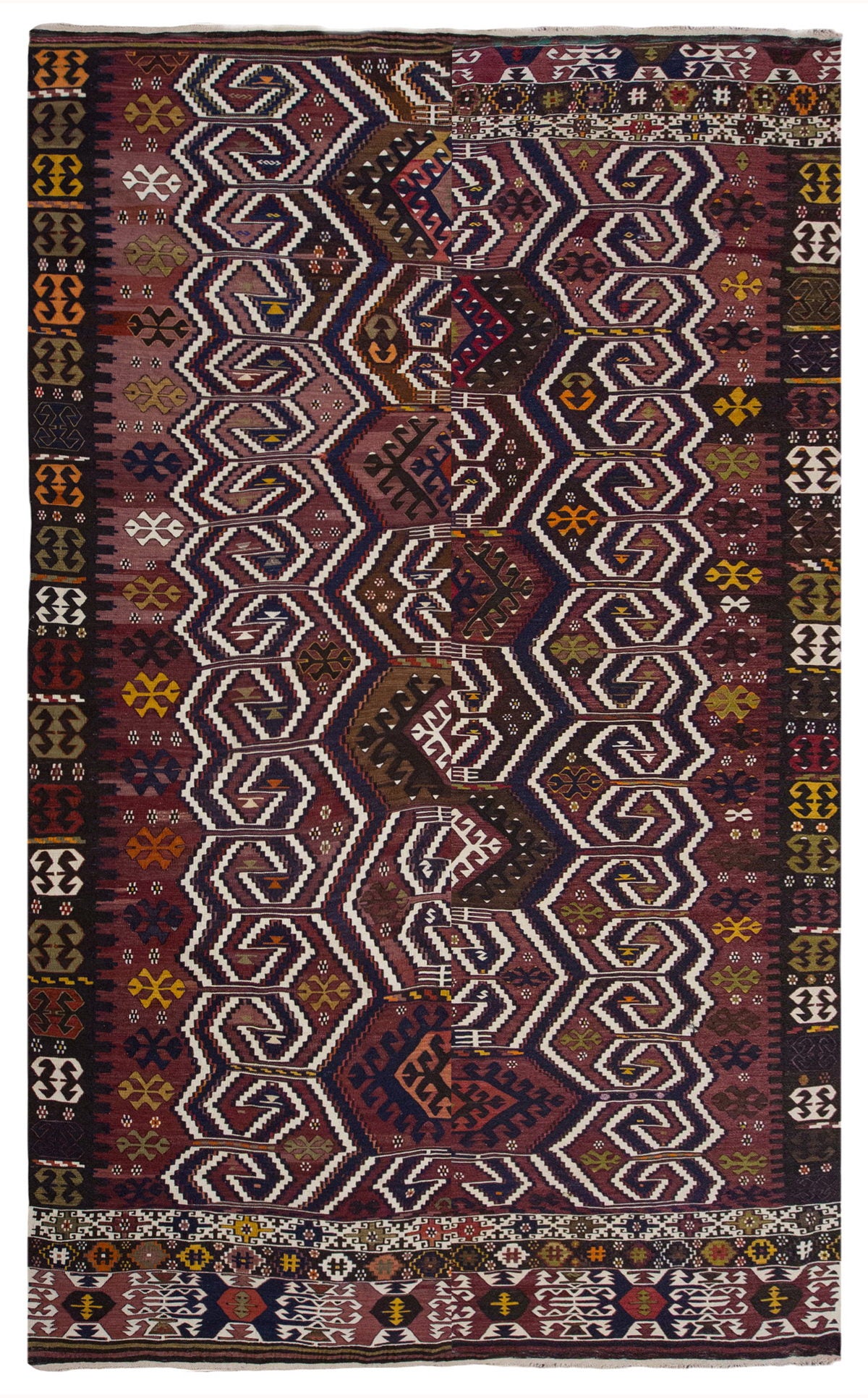 Vintage Large Saçıkara Tribe Kilim, 244 x 390 cm / 8 x 13 ft Kilim