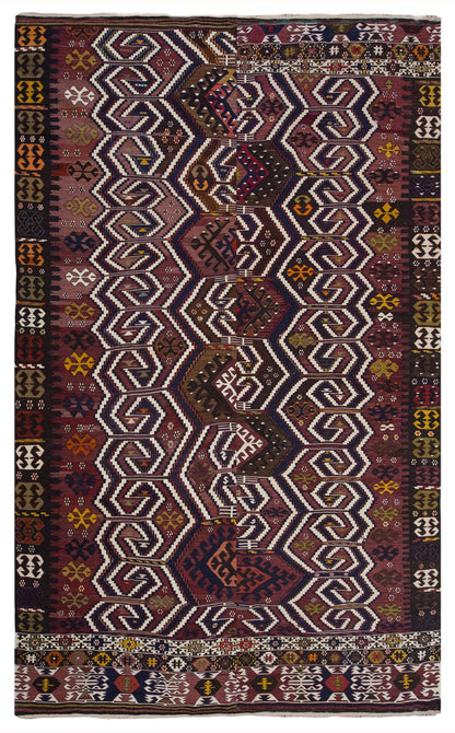 Vintage Large Saçıkara Tribe Kilim, 244 x 390 cm / 8 x 13 ft Kilim