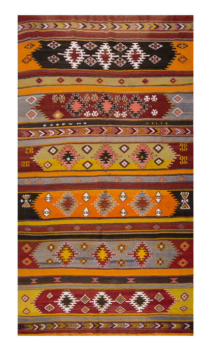 Vintage Large Sivas Kilim, 194 x 350 cm / 6.4 x 11.6 ft Kilim