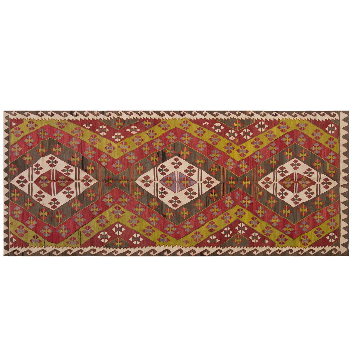 Vintage Large Sivrihisar-Eskişehir Kilim, 134 x 325 cm / 4.5 x 10.8 ft Kilim