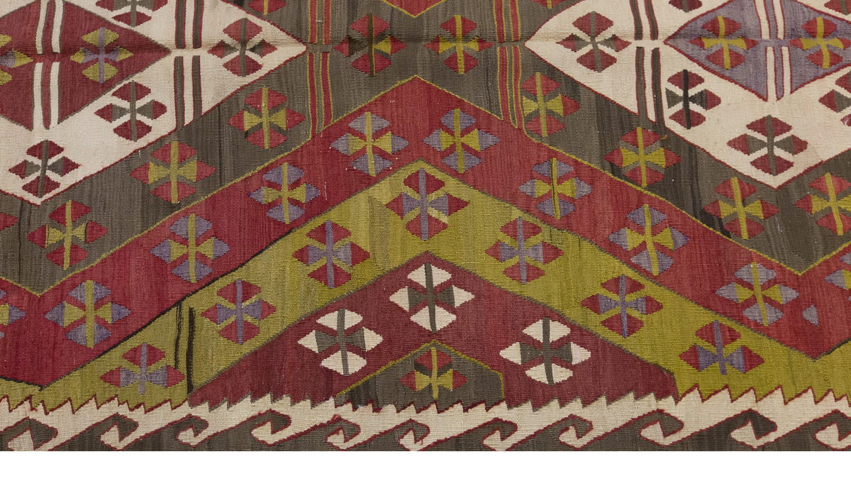 Vintage Large Sivrihisar-Eskişehir Kilim, 134 x 325 cm / 4.5 x 10.8 ft Kilim