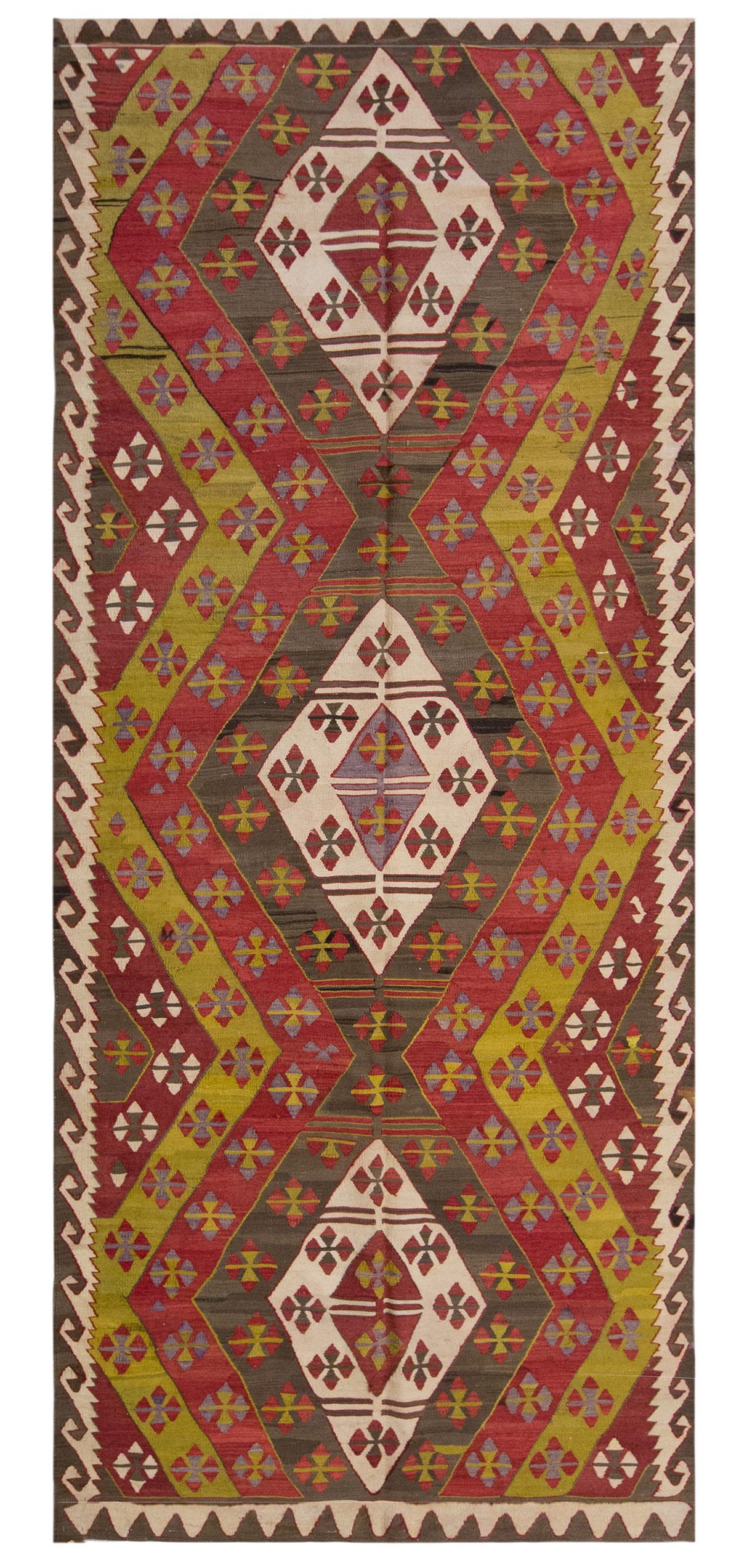 Vintage Large Sivrihisar-Eskişehir Kilim, 134 x 325 cm / 4.5 x 10.8 ft Kilim