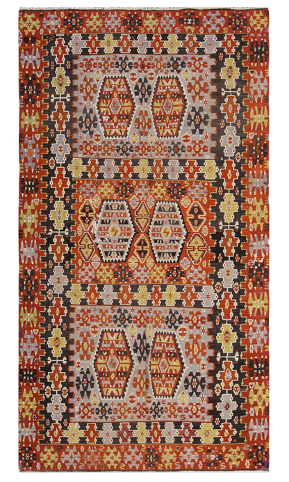 Vintage Large Uşak Eşme Kilim, 166 x 306 cm / 5.5 x 10 ft Kilim