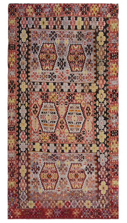 Vintage Large Uşak Eşme Kilim, 185 x 349 cm / 6 x 11.5 ft Kilim