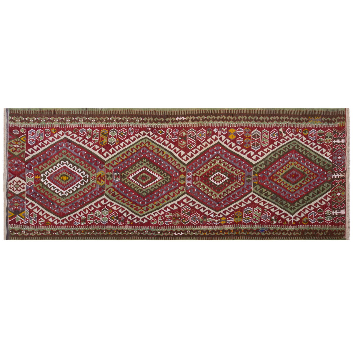 Vintage Large Uşak Kilim, 179 x 444 cm / 6 x 14.7 ft Kilim