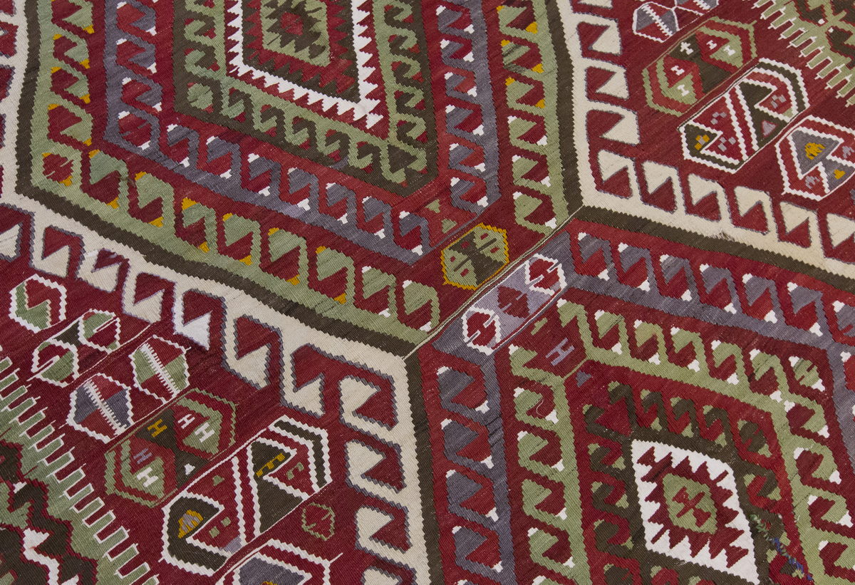 Vintage Large Uşak Kilim, 179 x 444 cm / 6 x 14.7 ft Kilim