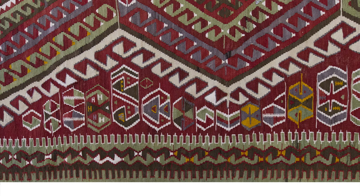Vintage Large Uşak Kilim, 179 x 444 cm / 6 x 14.7 ft Kilim