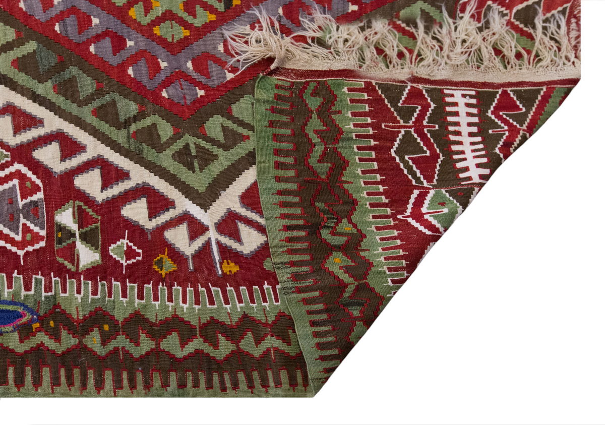 Vintage Large Uşak Kilim, 179 x 444 cm / 6 x 14.7 ft Kilim