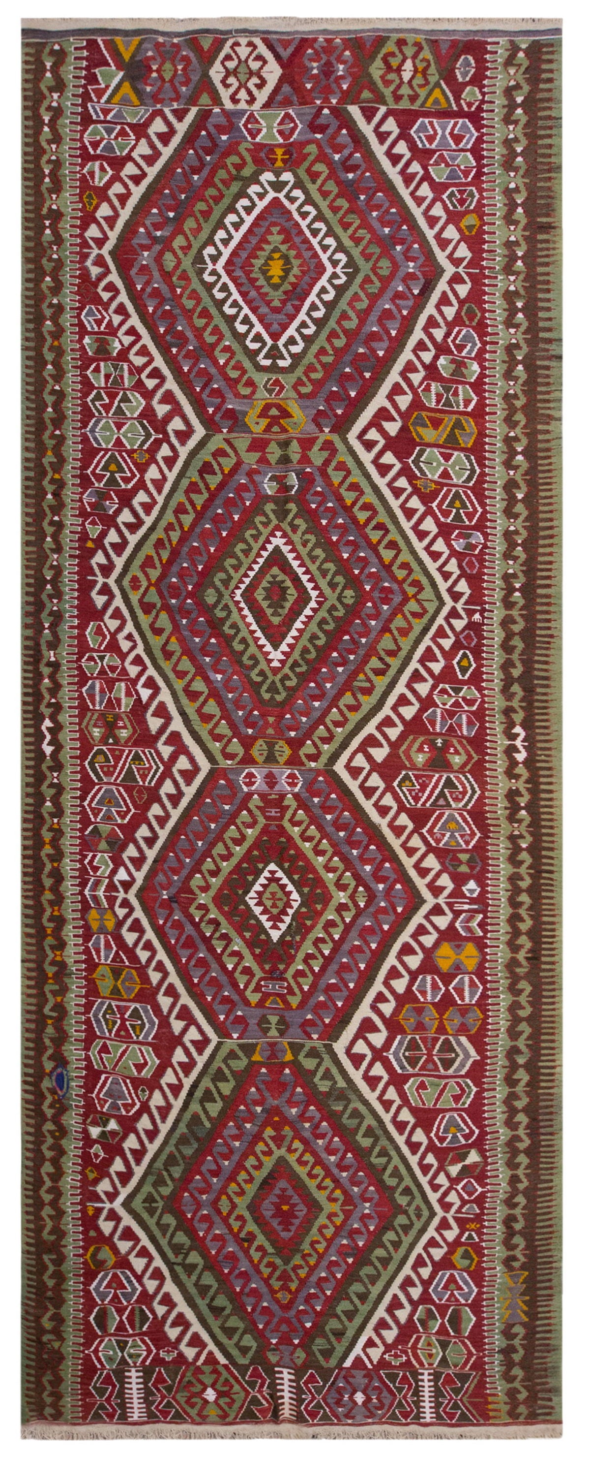 Vintage Large Uşak Kilim, 179 x 444 cm / 6 x 14.7 ft Kilim