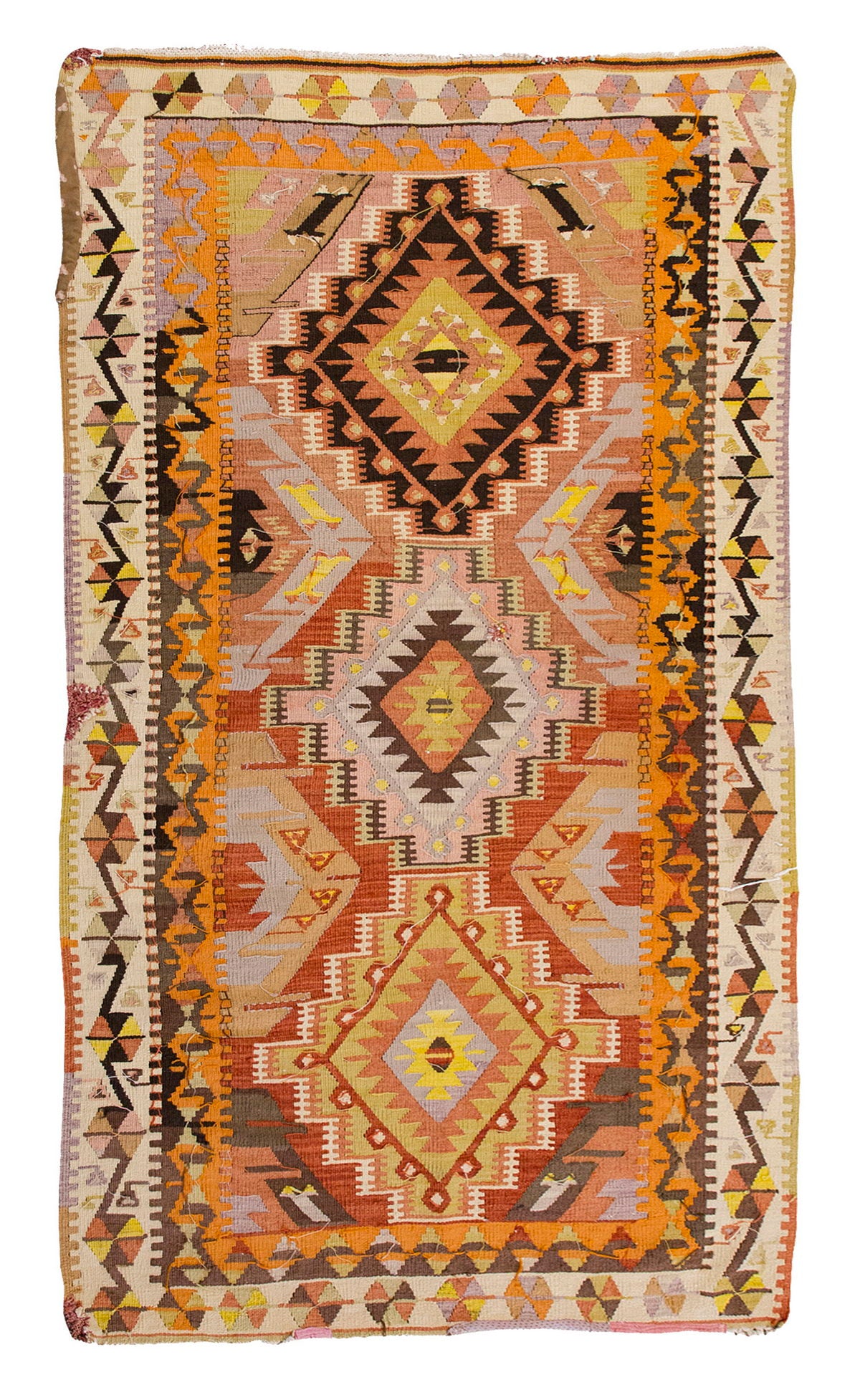 Vintage Maraş Turkish Kilim Rug, 103 x 193, 6.3 x 3.4 ft