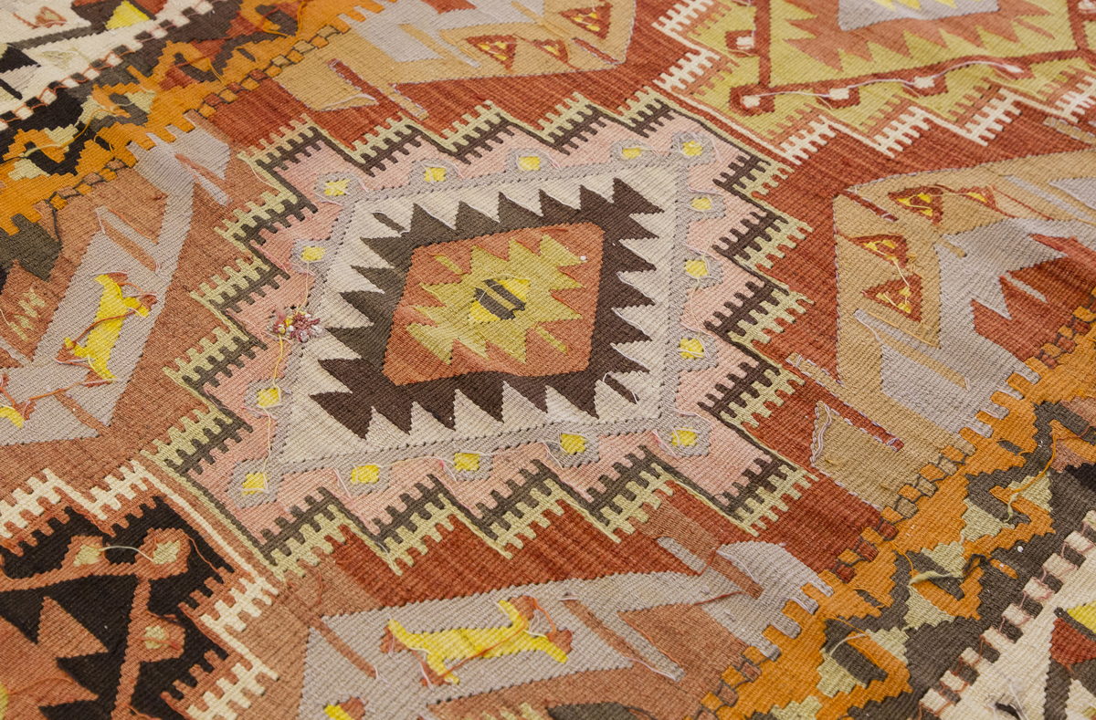 Vintage Maraş Turkish Kilim Rug, 103 x 193, 6.3 x 3.4 ft