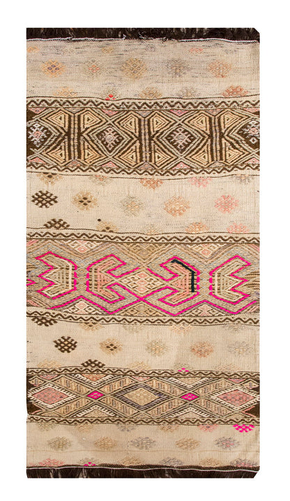 Vintage Nomadic Yörük Kilim, 67 x 124 cm ≈ 2.2 x 4.08 ft