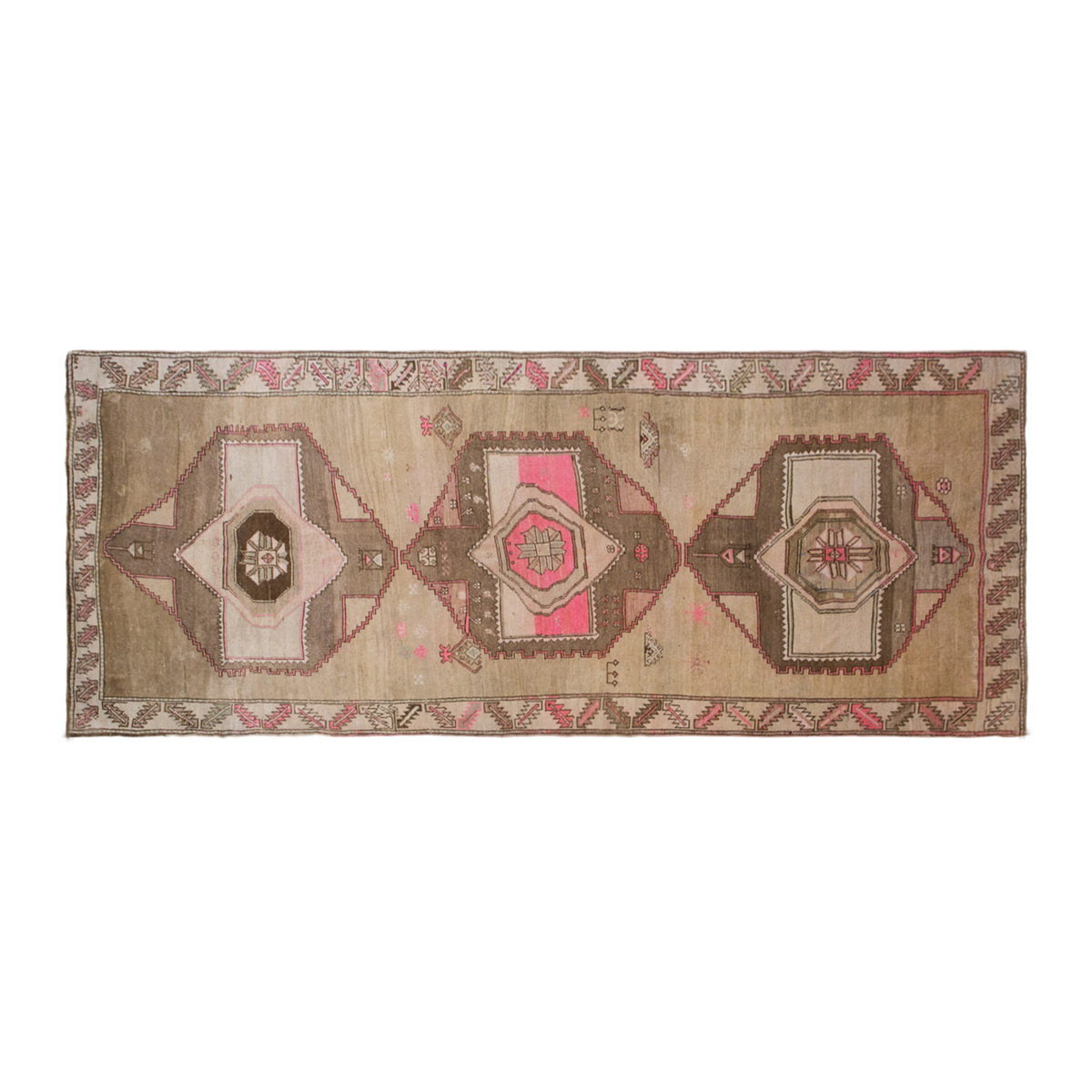 Vintage Oushak Hallway Rug – Handwoven Wool Carpet, 5'7" x 14'3" (170 x 435 cm)