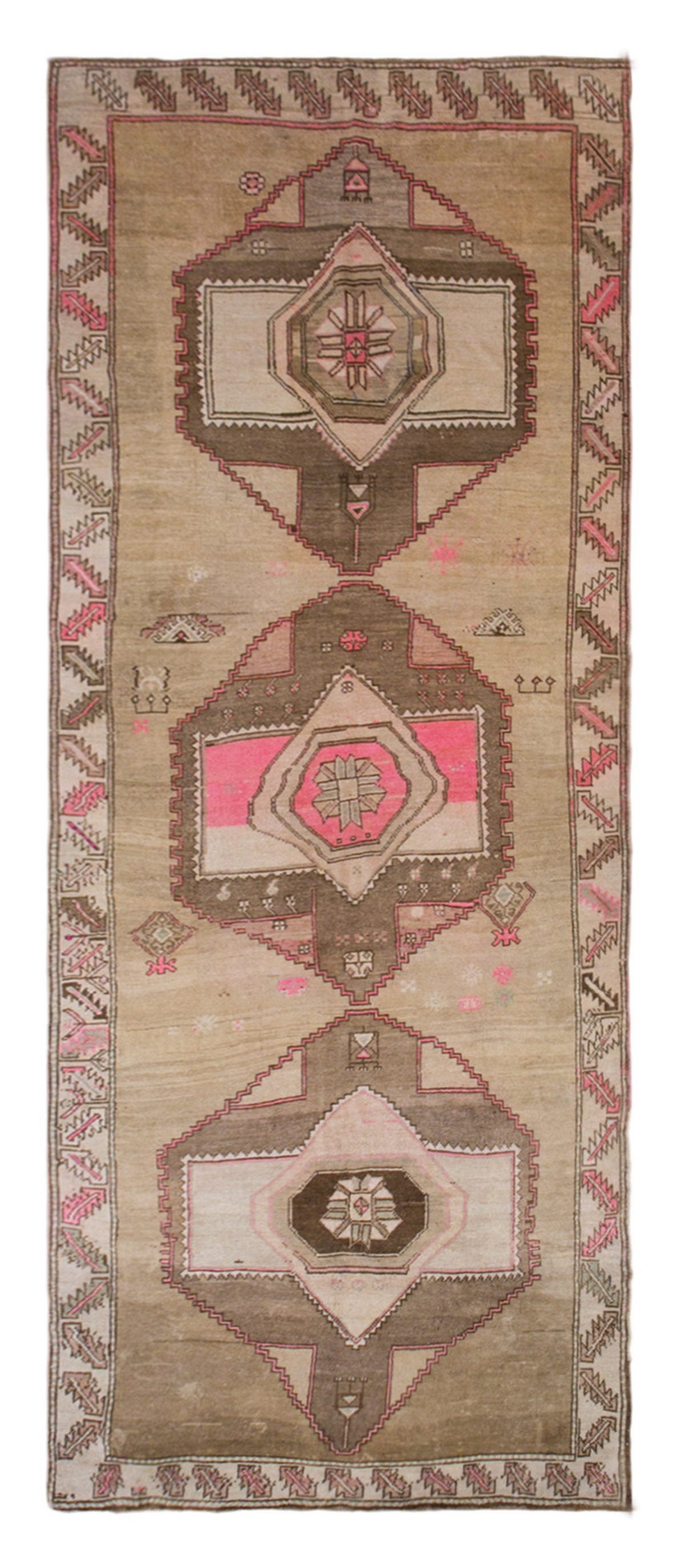 Vintage Oushak Hallway Rug – Handwoven Wool Carpet, 5'7" x 14'3" (170 x 435 cm)