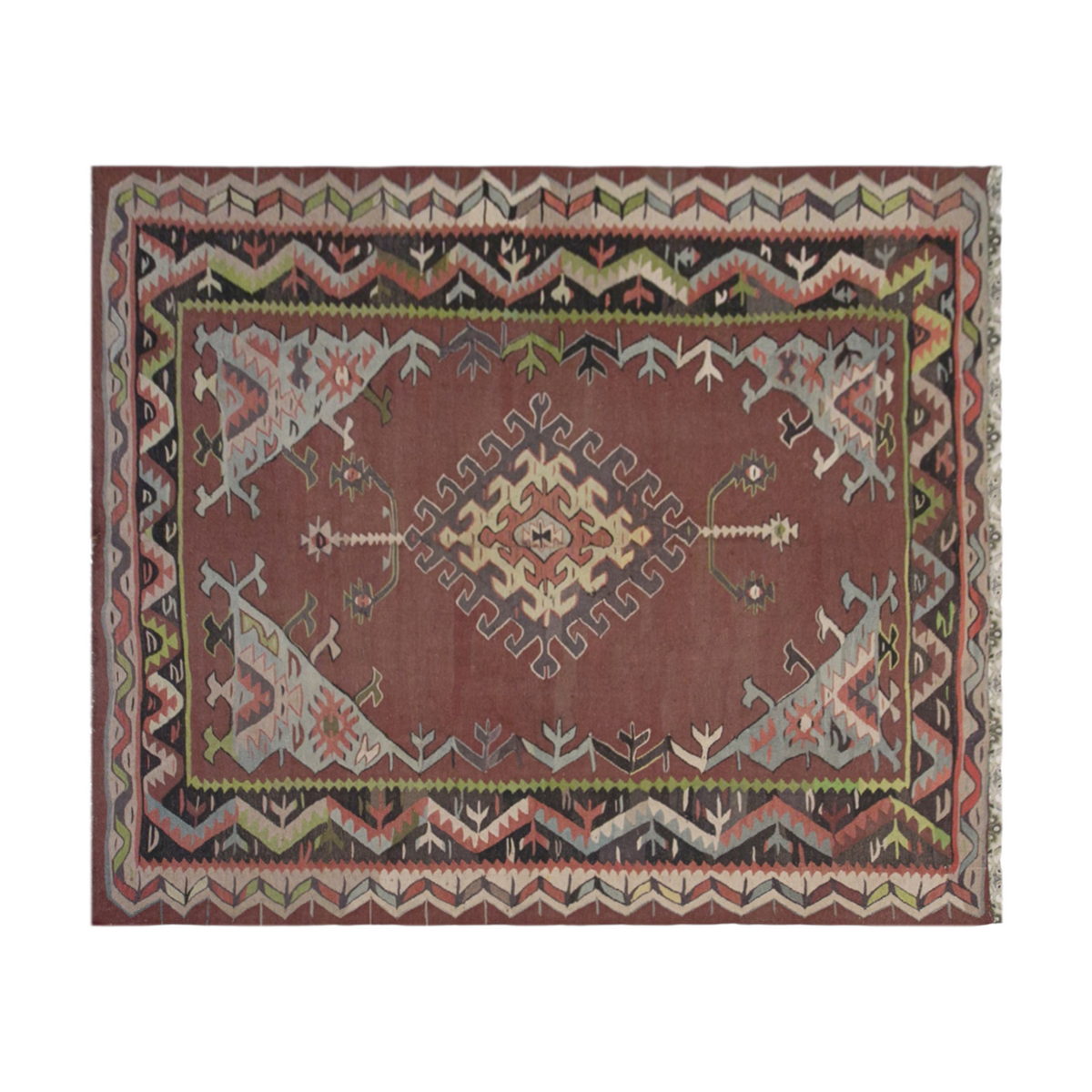 Vintage Oushak Turkish Kilim, 8.2 x 9.9 ft, 251 x 303 cm