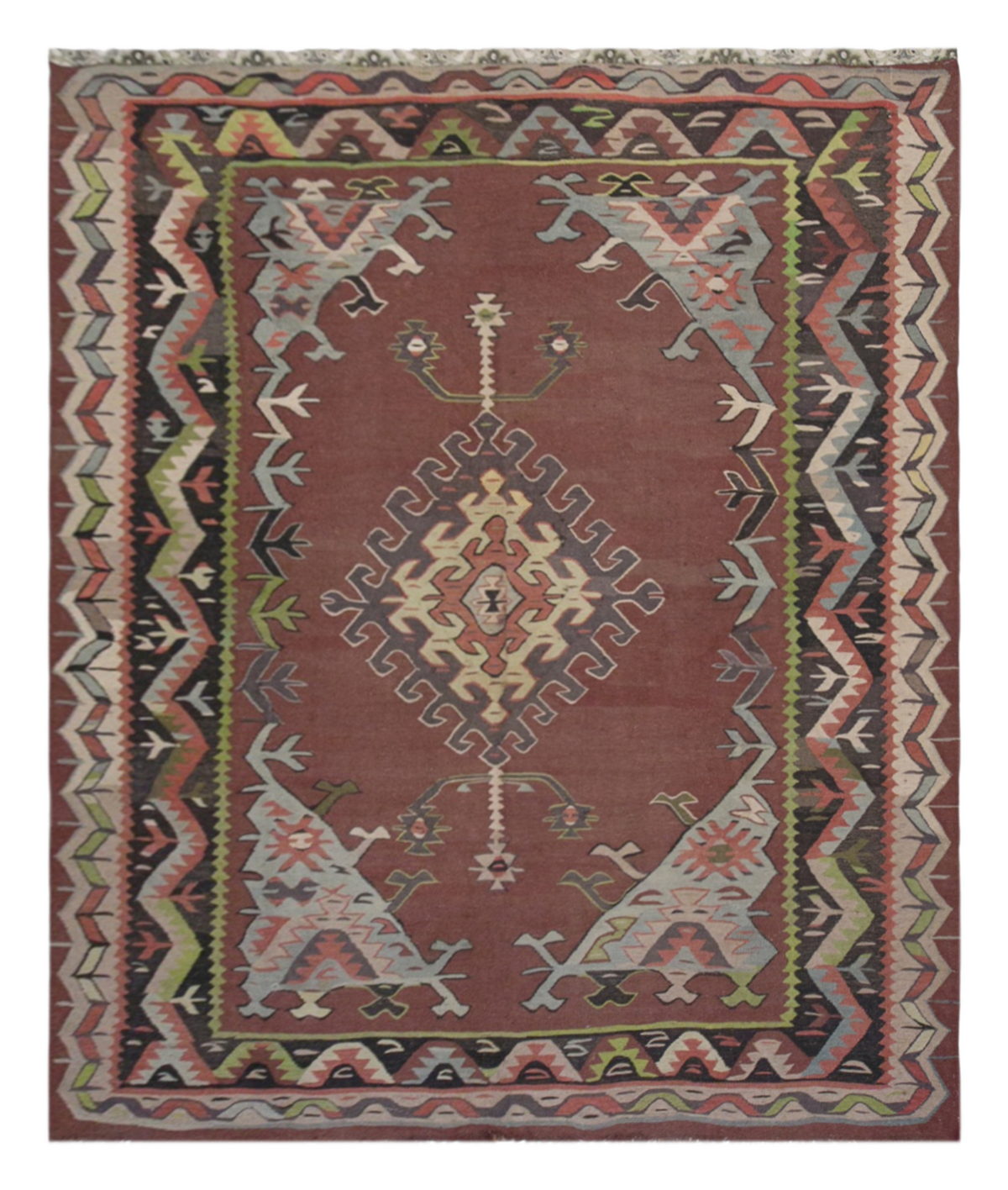 Vintage Oushak Turkish Kilim, 8.2 x 9.9 ft, 251 x 303 cm
