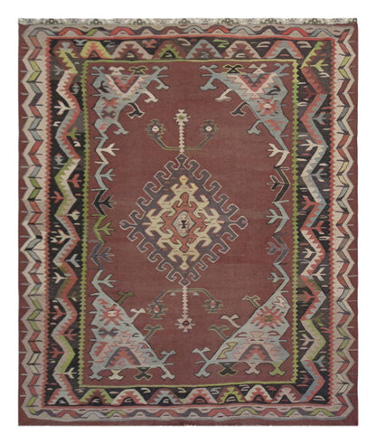Vintage Oushak Turkish Kilim, 8.2 x 9.9 ft, 251 x 303 cm