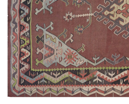Vintage Oushak Turkish Kilim, 8.2 x 9.9 ft, 251 x 303 cm