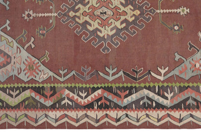 Vintage Oushak Turkish Kilim, 8.2 x 9.9 ft, 251 x 303 cm