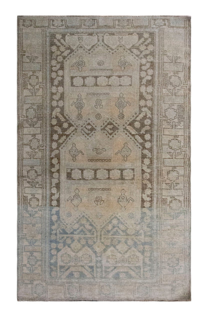 Vintage Rug, Area Ru 3'5 x 6'9 feet / 105 x 205 cm