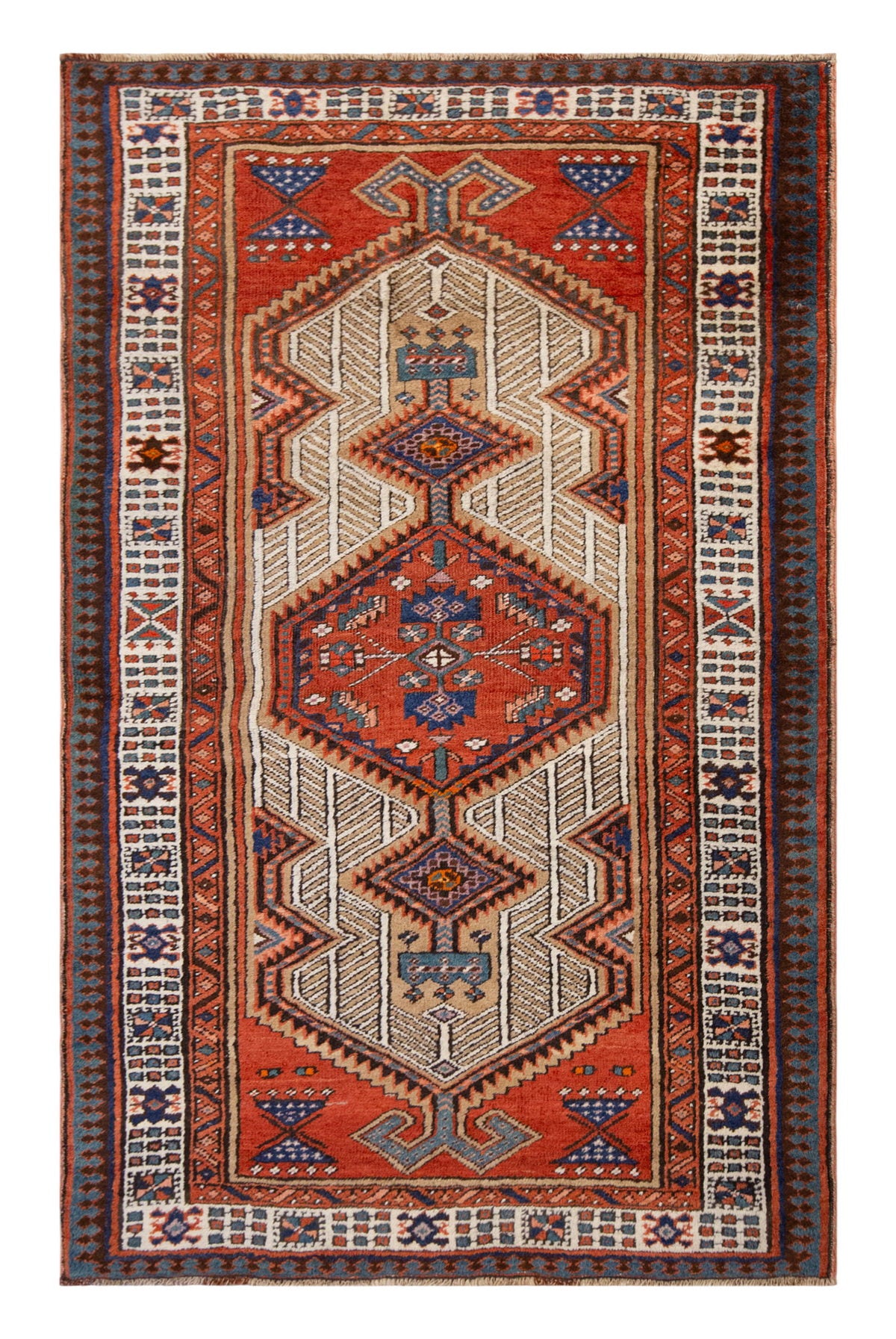 Vintage Rug, Area Rug 3'1 x 5'5 feet / 95 x 165 cm
