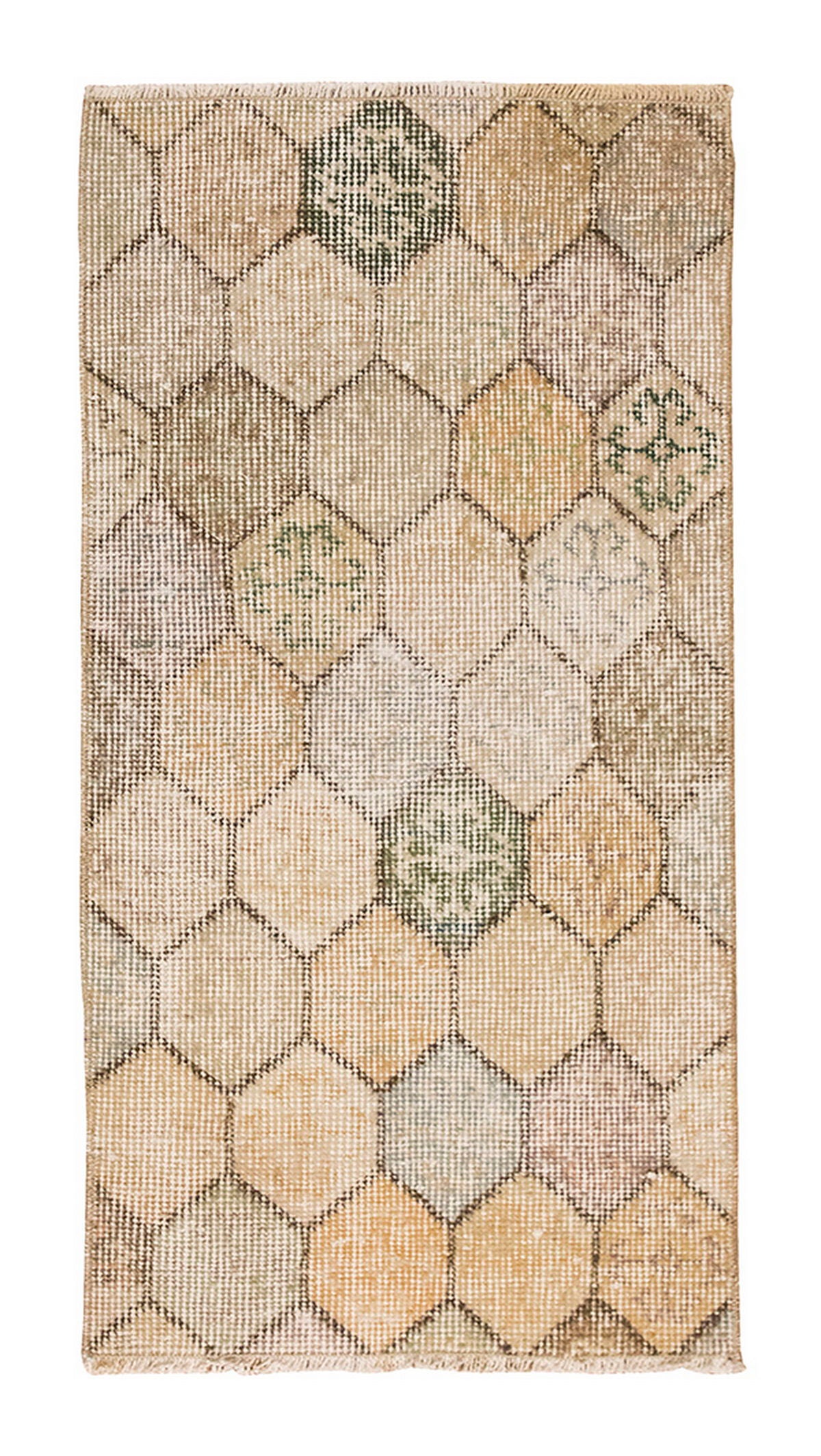Vintage Rug, Small Oushak Rug 1'5" x 2'11" feet 44 x 90 cm