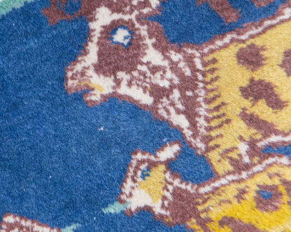 Vintage Rug, Small Oushak Rug 1'5" x 2'6" feet 42 x 75 cm