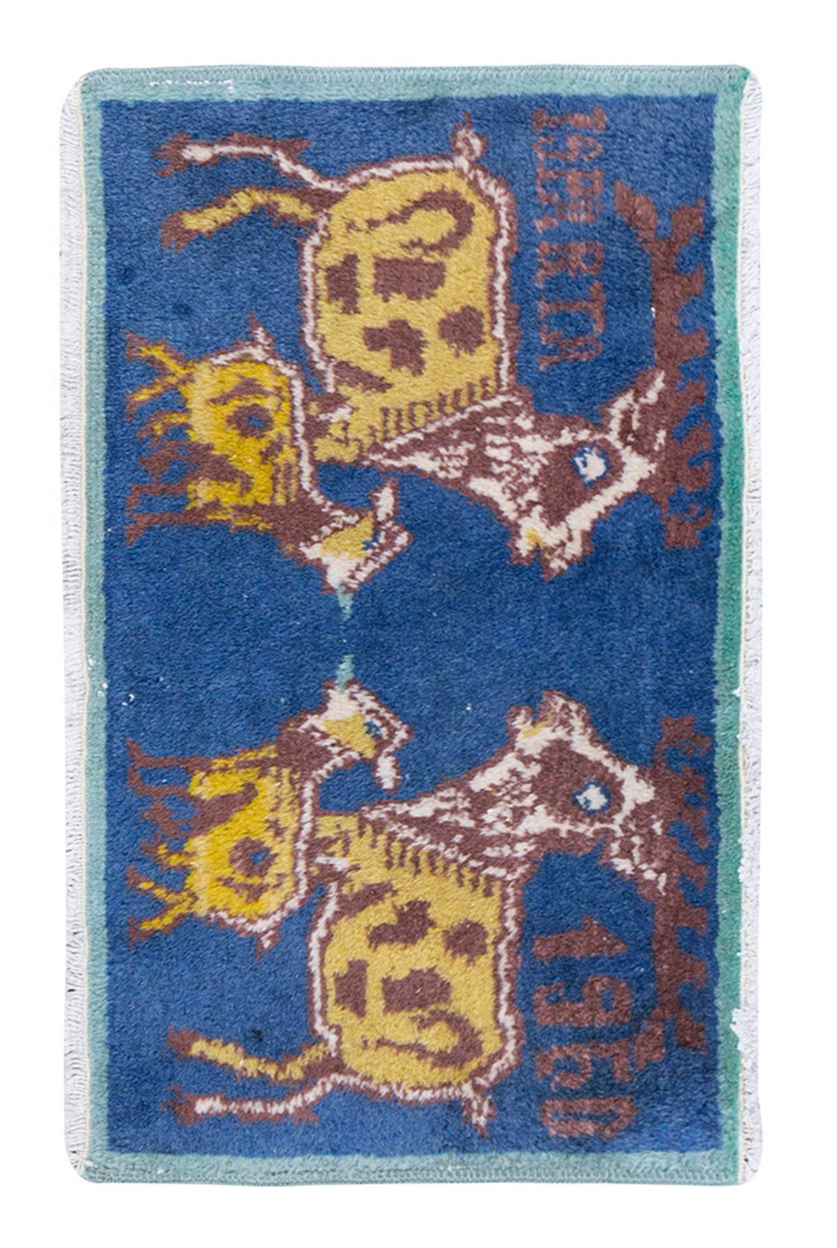Vintage Rug, Small Oushak Rug 1'5" x 2'6" feet 42 x 75 cm